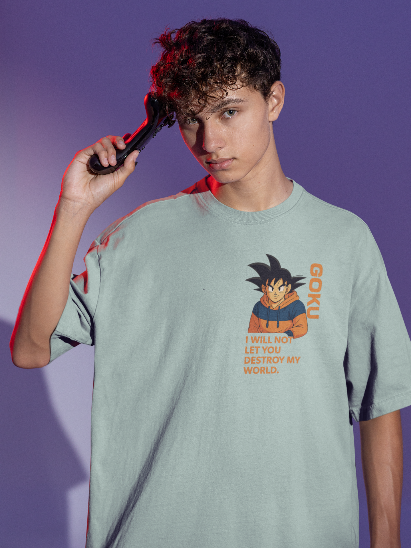 Multiverse Protector Goku Oversized Tee | Mist & Cozy