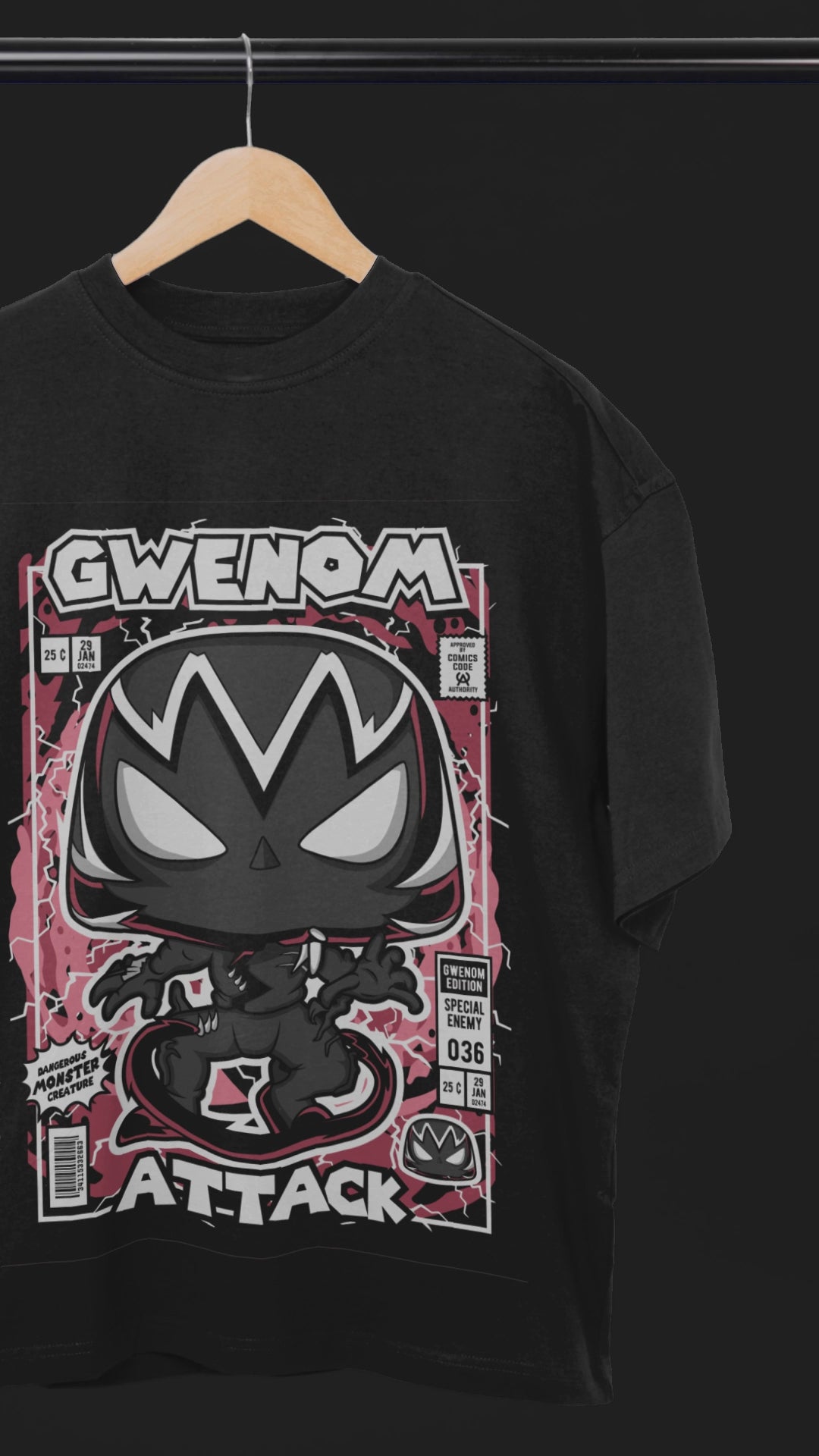 Symbiote Style Gwenom Oversized Tee | Mist & Cozy