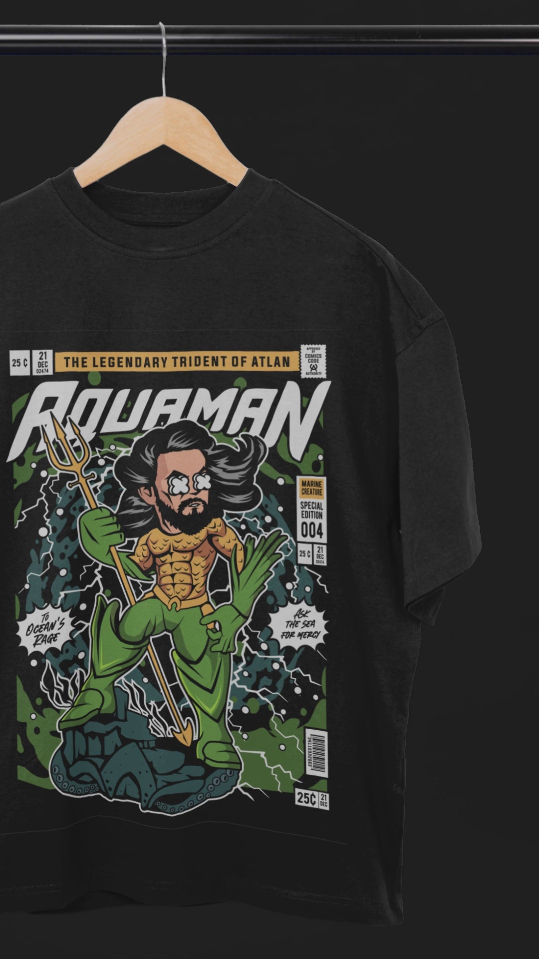 Trident Drip Aquaman Oversized Tee | Mist & Cozy
