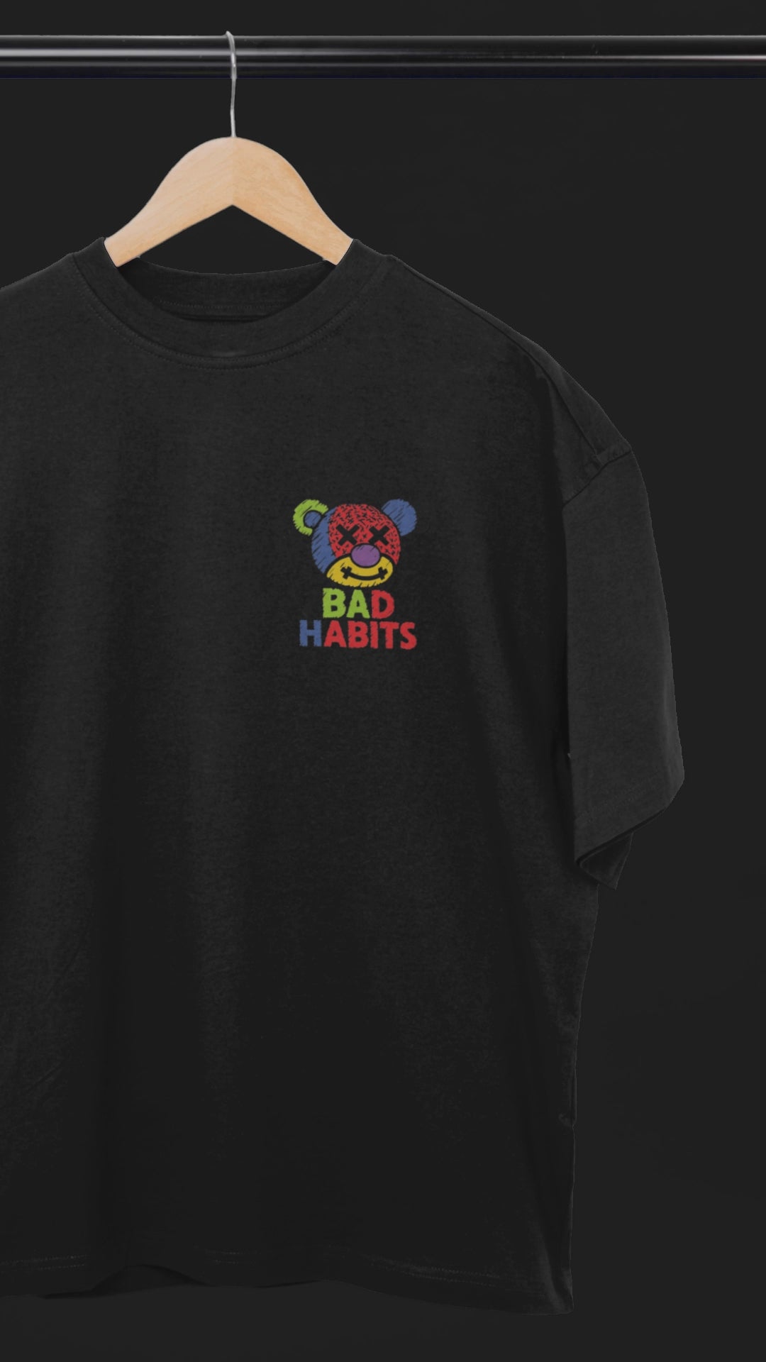 Bad Habits Bear Oversized Tee | Mist & Cozy