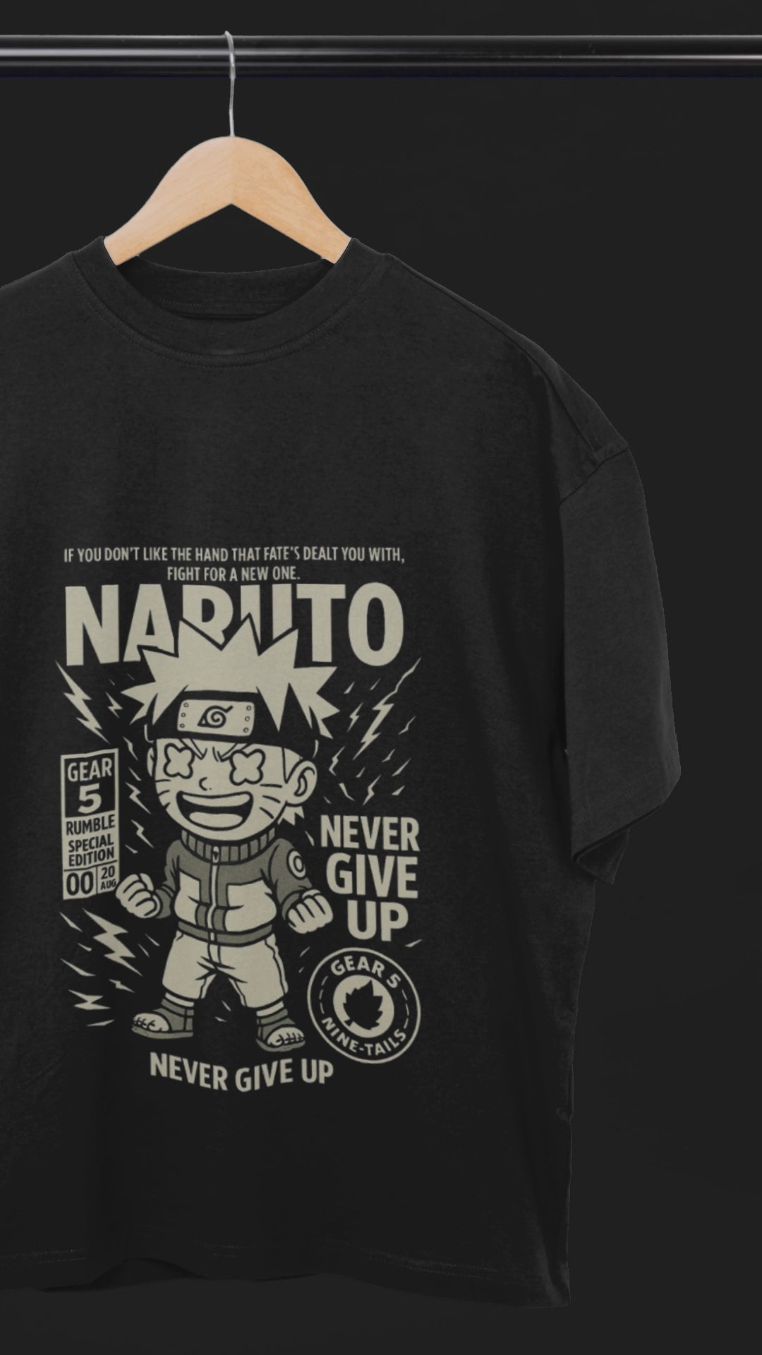 Tokyo Mission Naruto Oversized Tee Mono Edition | Mist & Cozy