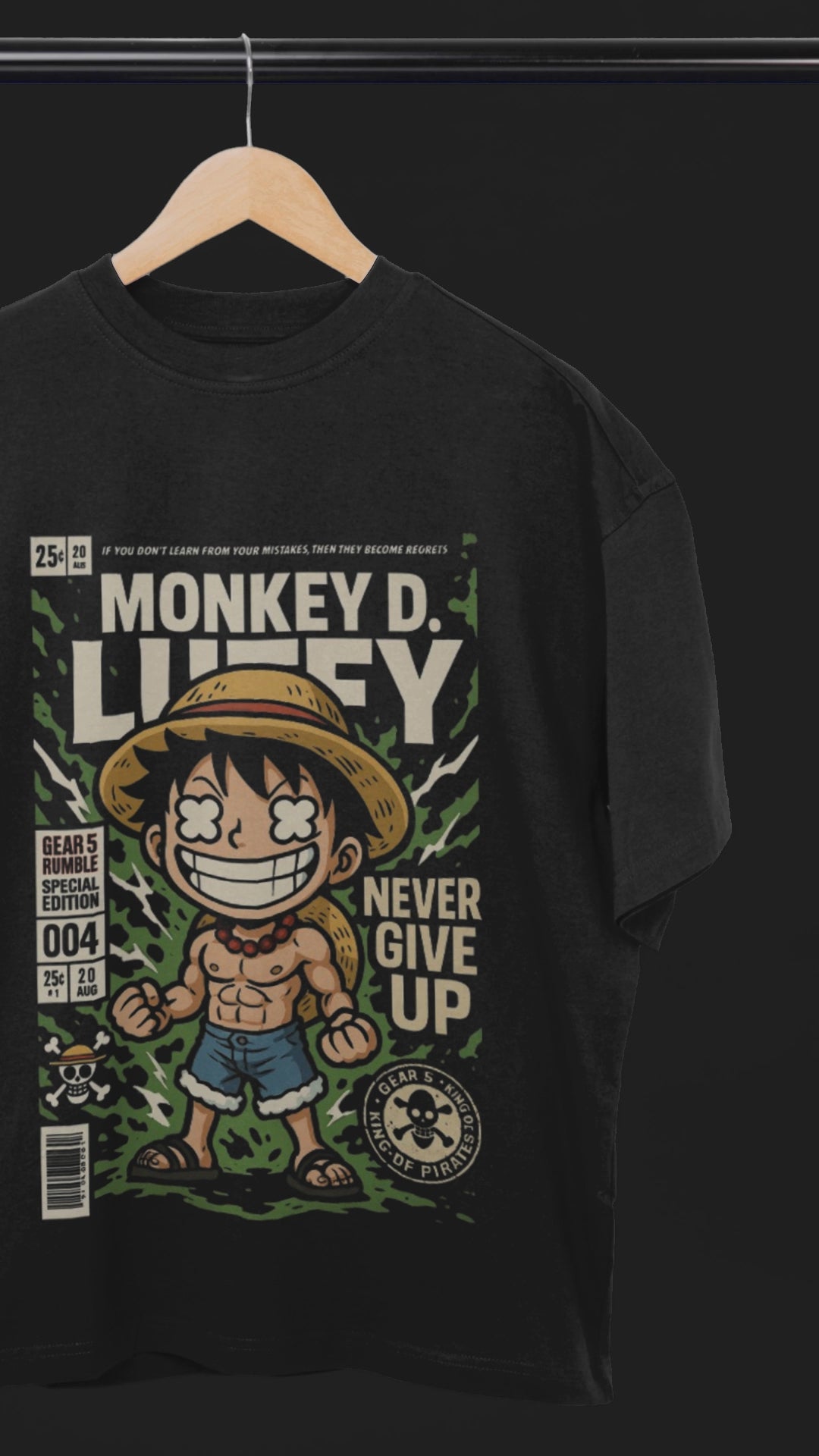 King of the Sea Luffy Gear 5 Oversized Tee | Mist & Cozy